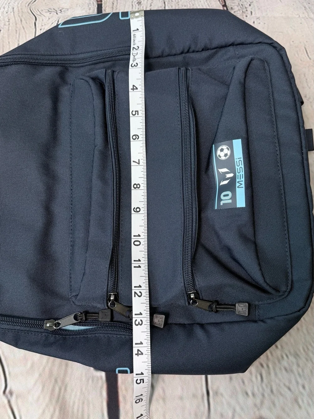 Messi Black/Blue Zip Backpack 15L Fits 15
